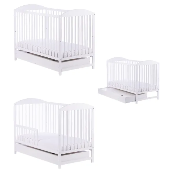 Gultiņa ar noņemamu sānu Drewex Petit Fox, balta