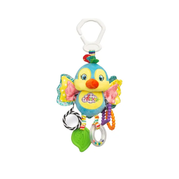 Sensillo piekaramā grabulīša rotaļlieta ratiņiem, putniņš