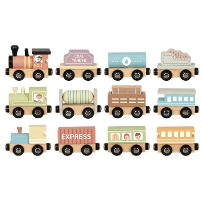 Tooky Toy mažų medinių traikinukų rinkinys, TH647N