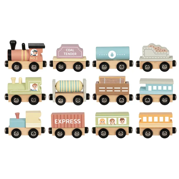 Tooky Toy TH647N Zestaw małej kolei drewnianej