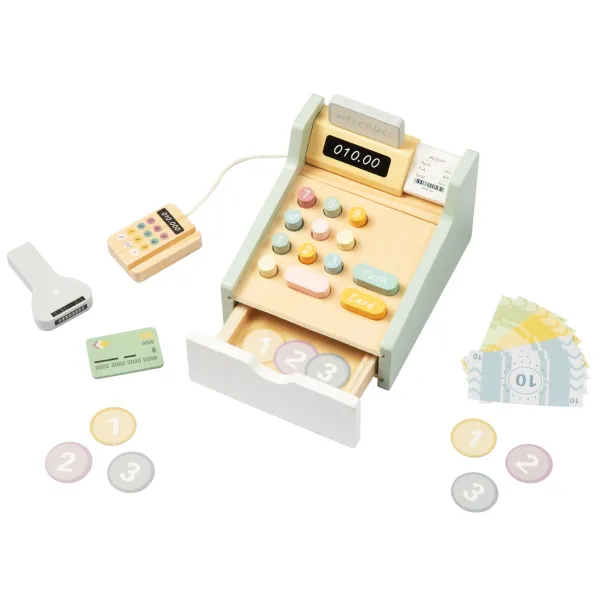 Tooky Toy TP543 Drewniana kasa sklepowa