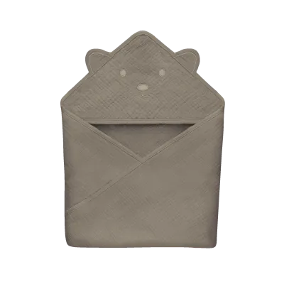 Lionelo muslininis rankšluostis su gobtuvu 80x80 cm, beige cappuccino