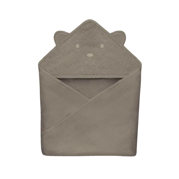 Lionelo muslininis rankšluostis su gobtuvu 80x80 cm, beige cappuccino