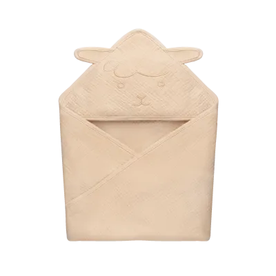 Lionelo muslininis rankšluostis su gobtuvu 80x80 cm, beige sand