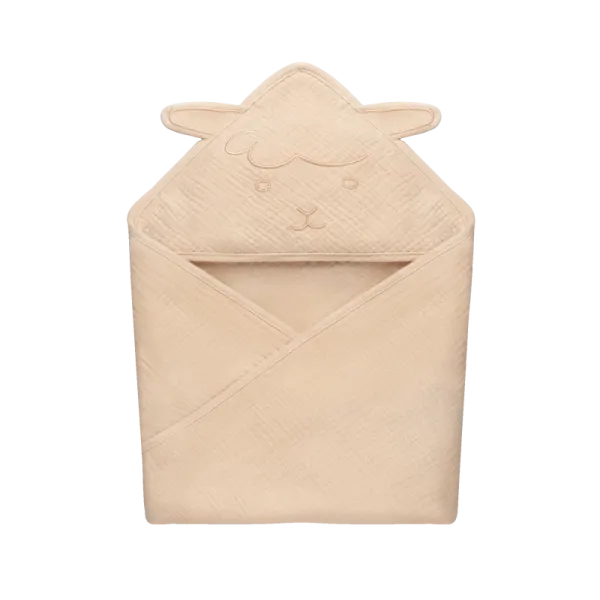 Lionelo muslininis rankšluostis su gobtuvu 80x80 cm, beige sand