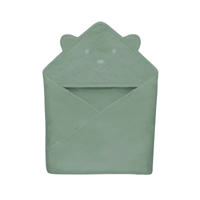 Lionelo muslīna dvielis ar kapuci 80x80 cm, zaļais mežs