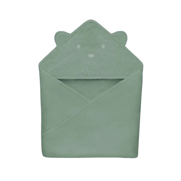 Lionelo muslīna dvielis ar kapuci 80x80 cm, zaļais mežs