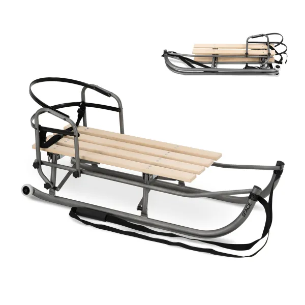 Saliekamas ragavas ar atzveltni un riteņiem Space