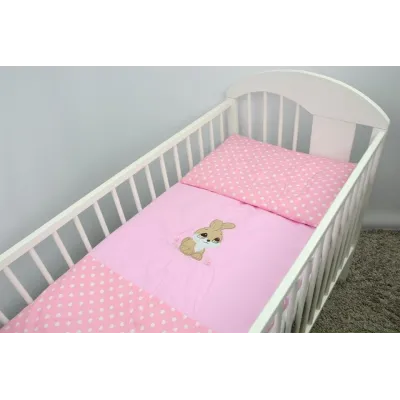 120/90 cm. Ankras 2 dalių patalynės užvalkalų komplektas "Triušis", Rožinė