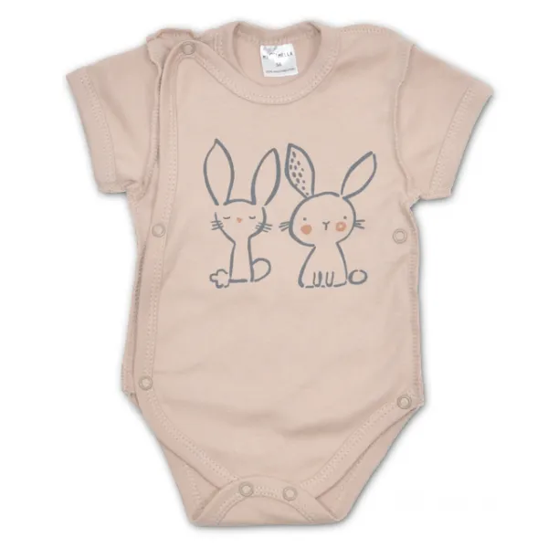 Smėlinukas trumpomis rankovėmis išvirkščiomis siūlėmis ,,Bunny", rusva, 56, 62 cm.