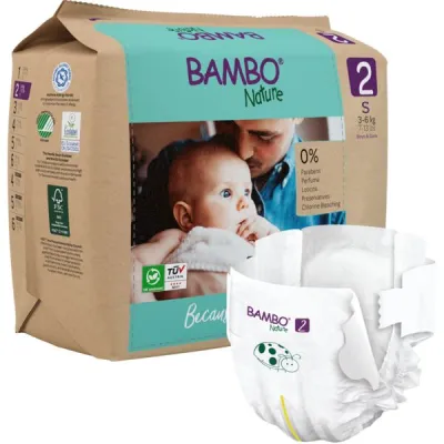 BAMBO NATURE ekol. sauskelnės popierinėje pakuotėje 2, (3-6 Kg), 30 vnt.