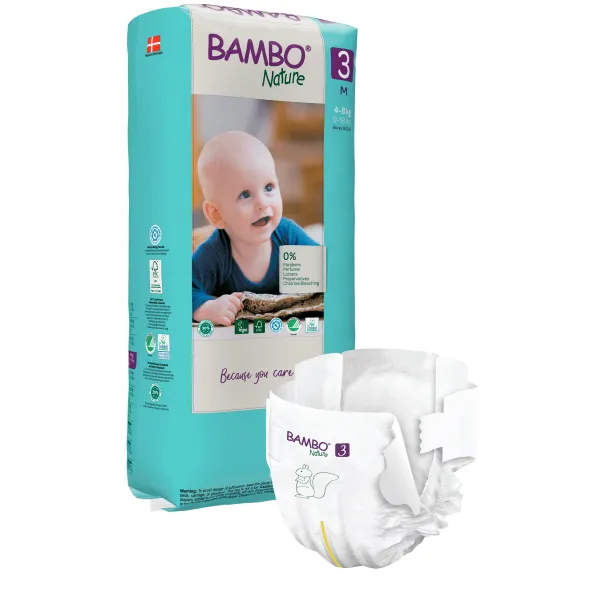 BAMBO NATURE ekol. sauskelnės 3 (4-8 kg), 52 vnt.