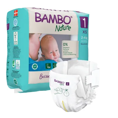 BAMBO NATURE ekol. sauskelnės 1, (2-4 kg), 22 vnt.
