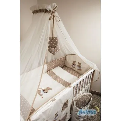 Ankras 6 dalių patalynės komplektas "Triušis" - ruda