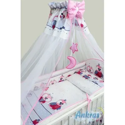 Ankras 6 dalių patalynės komplektas "Papūga" - rožinė