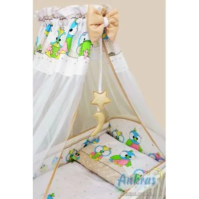 Ankras 6 dalių patalynės komplektas "Papūga" - ruda