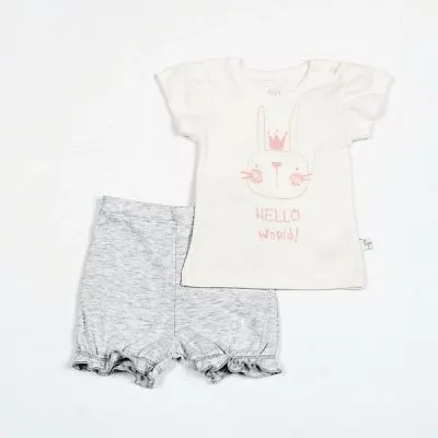 Flamingo kompletukas su šortukais - mergaitei. 68 - 74 cm