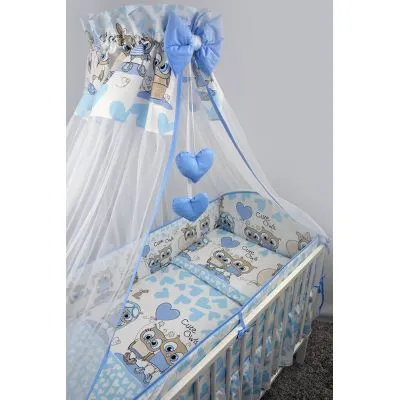 Ankras 6 dalių patalynės komplektas "Širdys" mėlyna